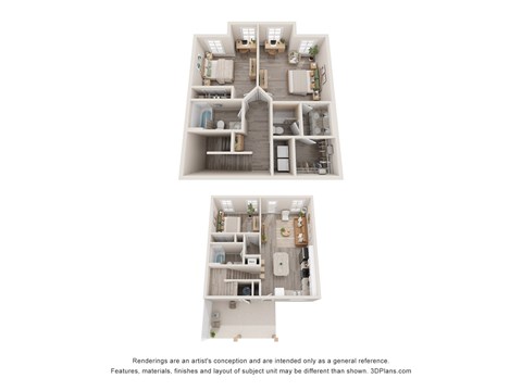 a stylized floor plan of a 2100 sq ft apartment